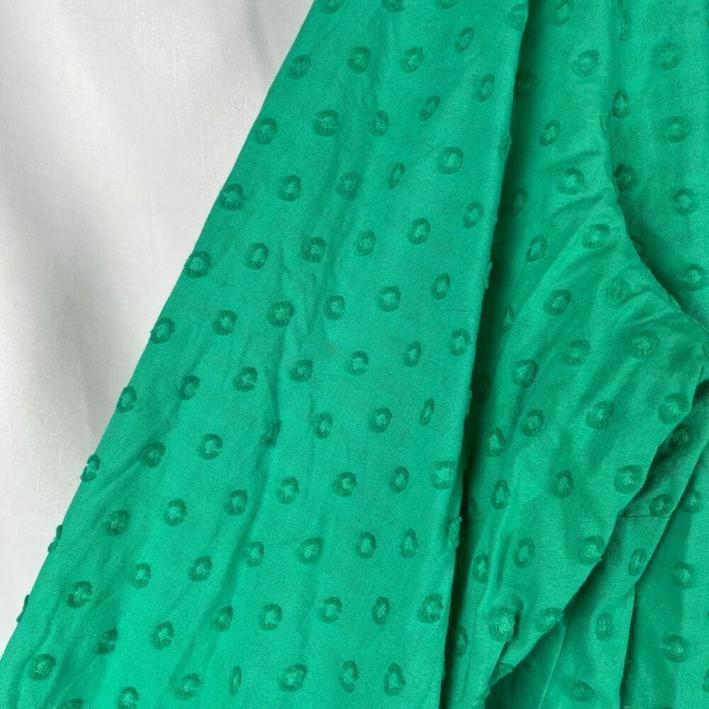 Talbots Green Texture Dots V-neck Ruffle Blouse Medium - Picture 4 of 11